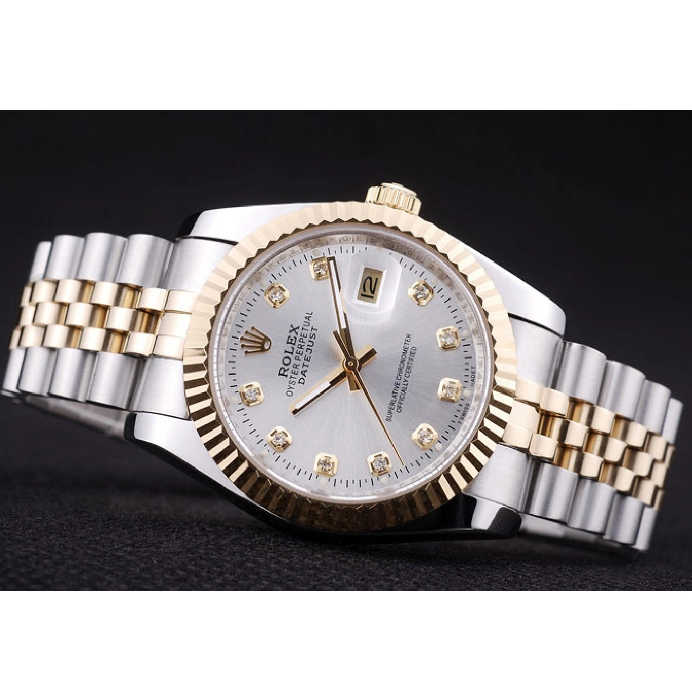 MiroTime 0710 Rolex Datejust Silver Dial Diamonds Ribbed Bezel 7454